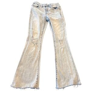 Petra 153 Light Acid Wash Distressed High Rise Flare Jeans Size 5/26